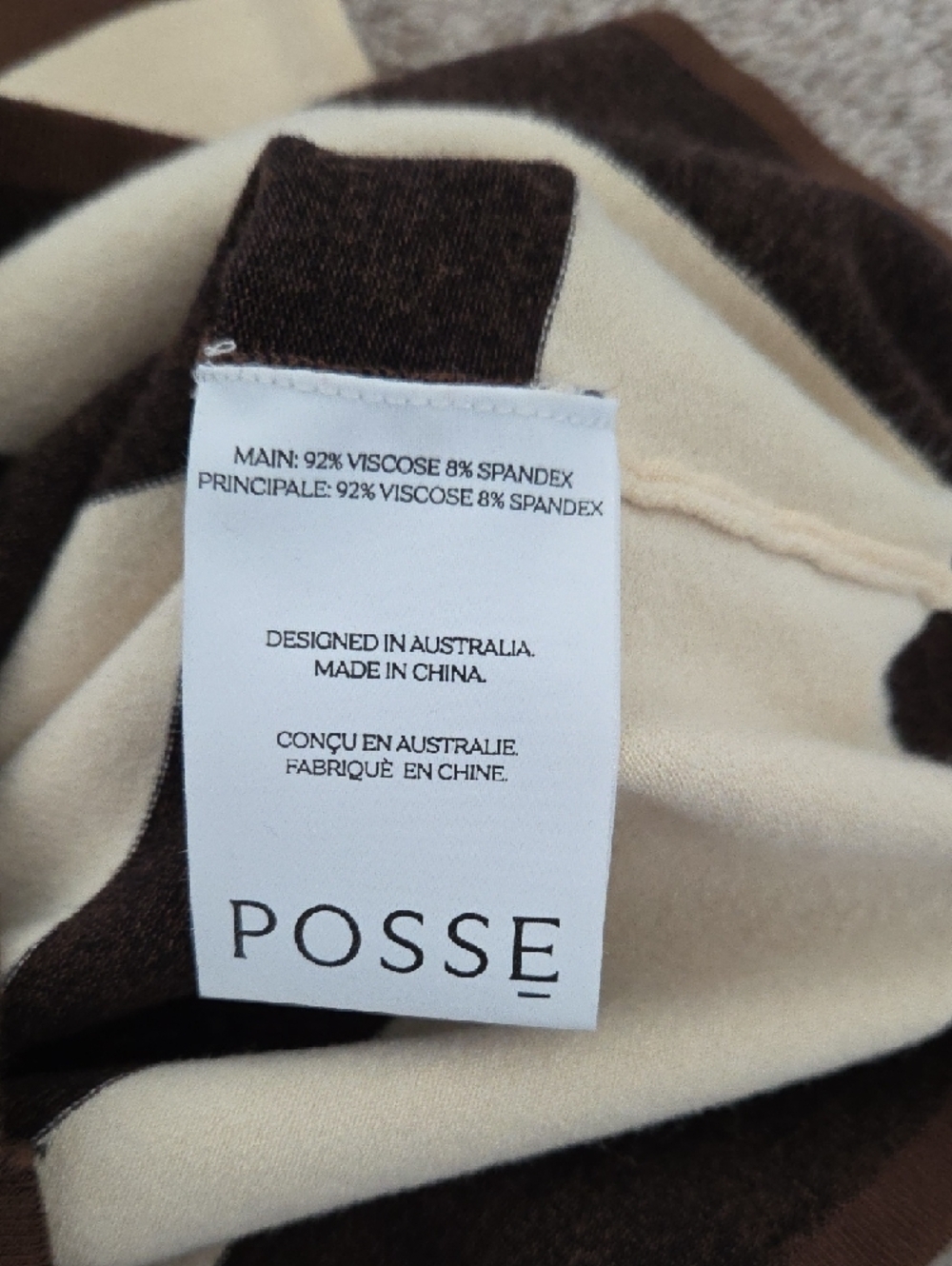 Posse Strapless Brown and Cream Striped Midi Dress - Picture 4 of 5
